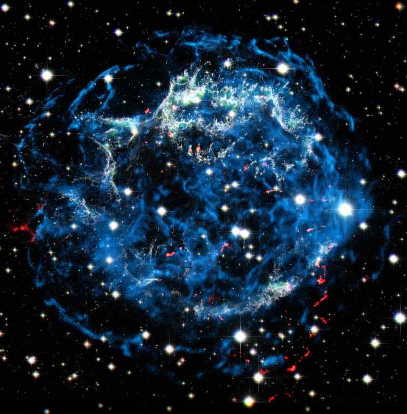  This composite image of the young supernova remnant Cassiopeia 